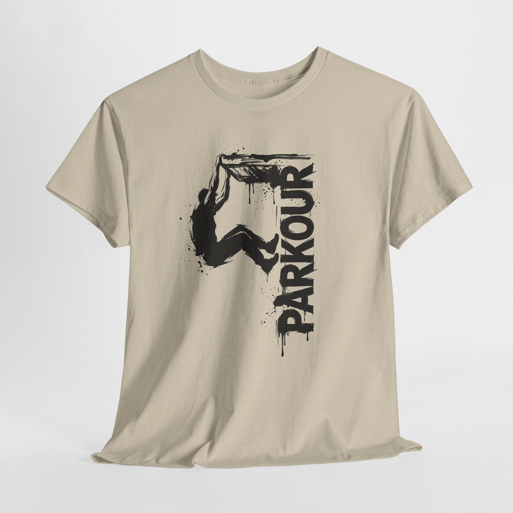 Parkour 09: Frontprint, Unisex T-Shirt - Urban Stunt Silhouette Crewneck