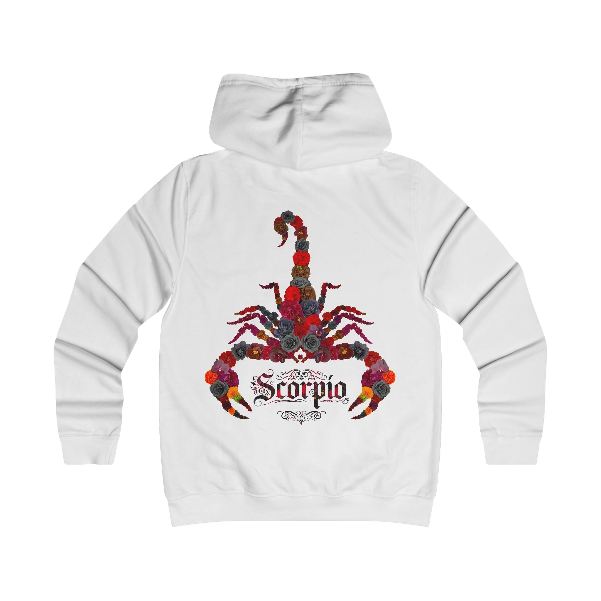 Skorpion: Backprint, Womens' Hoodie - florales Sternzeichen, Zodiac (Scorpio)