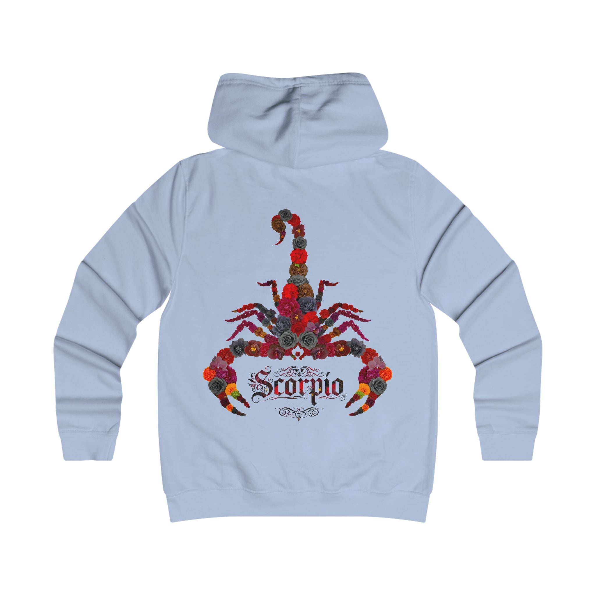 Skorpion: Backprint, Womens' Hoodie - florales Sternzeichen, Zodiac (Scorpio)