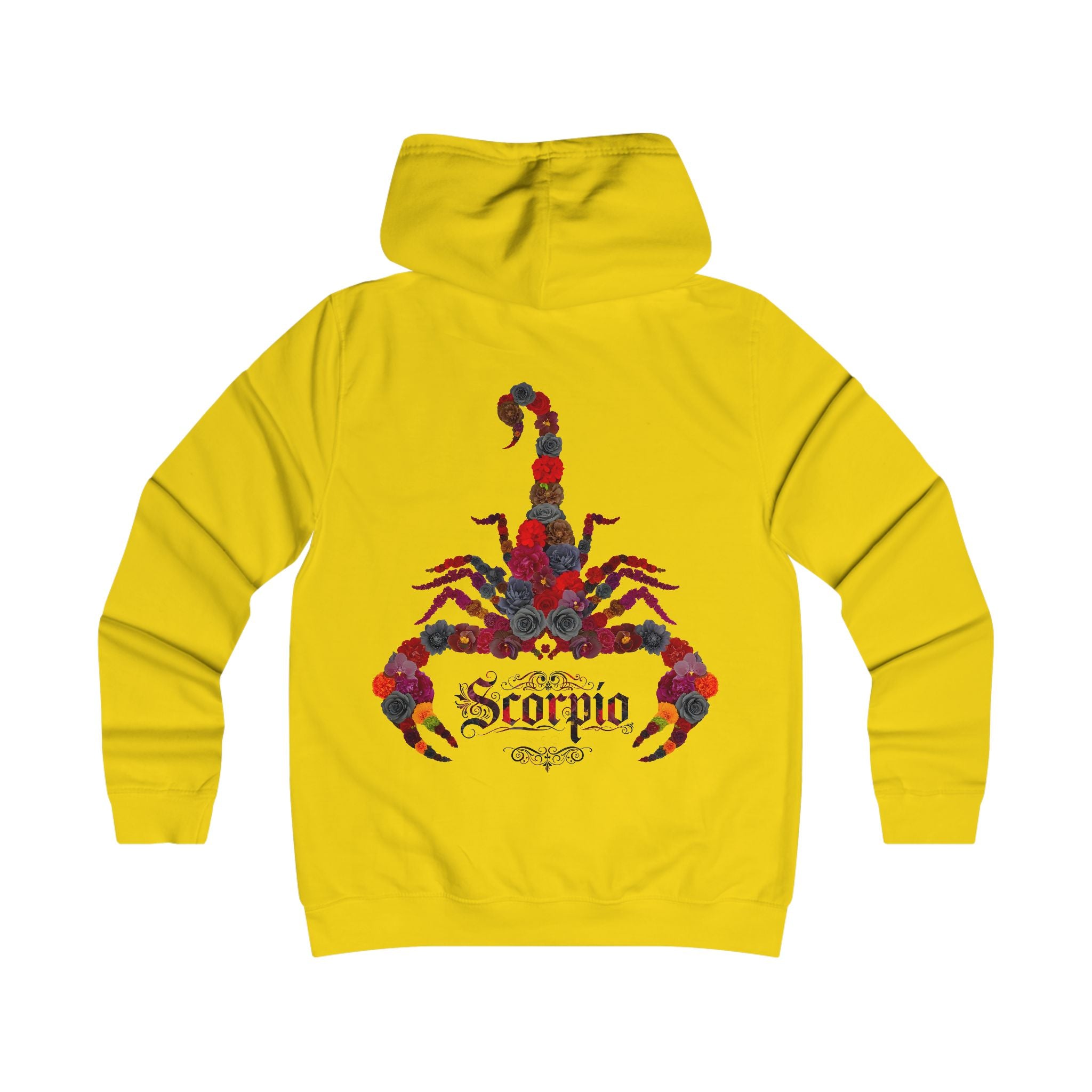 Skorpion: Backprint, Womens' Hoodie - florales Sternzeichen, Zodiac (Scorpio)