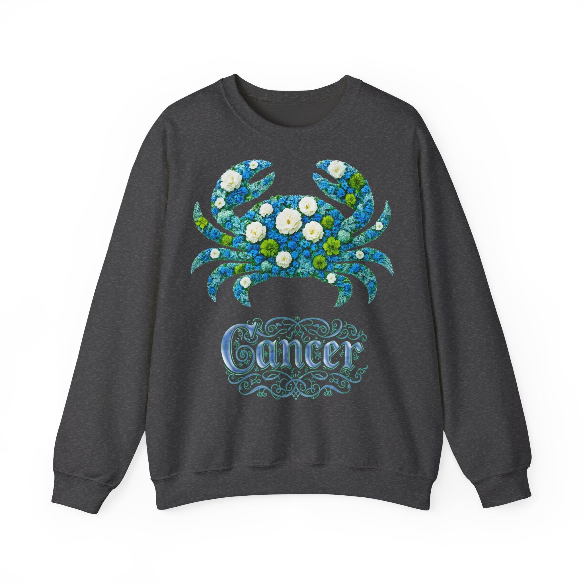 Krebs: Frontprint, Unisex Sweatshirt, florales Sternzeichen, Zodiac Astrologie (Cancer)