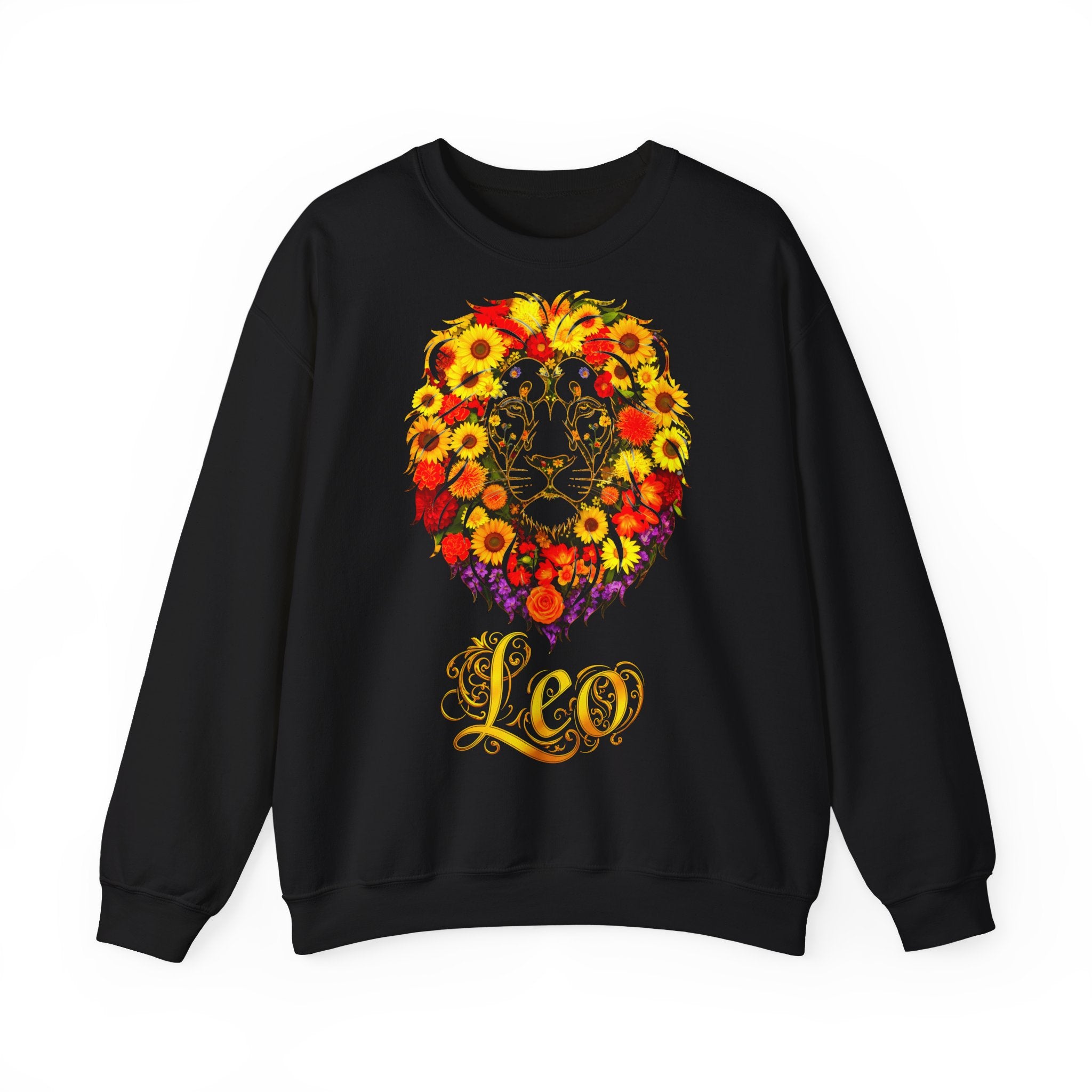 Löwe: Frontprint, Unisex Sweatshirt, florales Sternzeichen, Zodiac Astrologie (Leo)