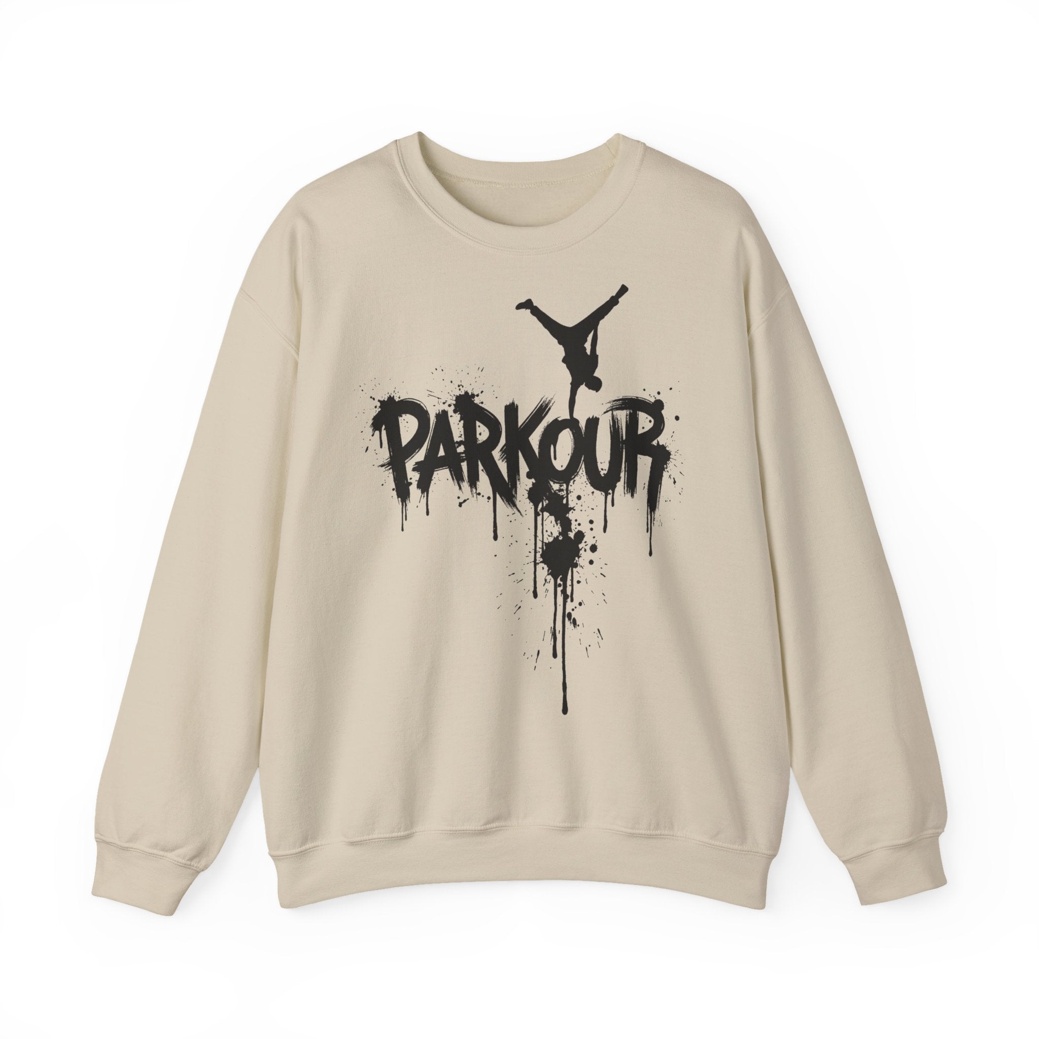 Parkour 05: Frontprint, Unisex Sweatshirt - Urban Stunt Silhouette Crewneck