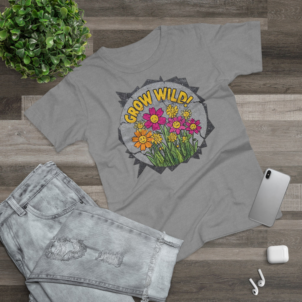 Grow Wild', Frontprint, Women's T-Shirt, Floral Tee for Garden Lovers, Spring Fashion, Eco-Friendly Gift, Nature-Inspired Apparel