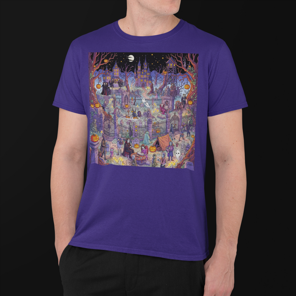 Wimmelbild Mystische Nacht: : Frontprint, Unisex T-Shirt